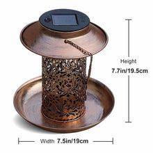 Load image into Gallery viewer, Beautiful Bronze Bird Feeder Solar Light
