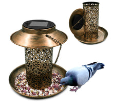 Load image into Gallery viewer, Beautiful Bronze Bird Feeder Solar Light
