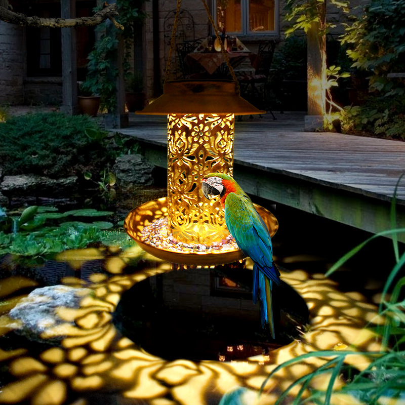 Beautiful Bronze Bird Feeder Solar Light